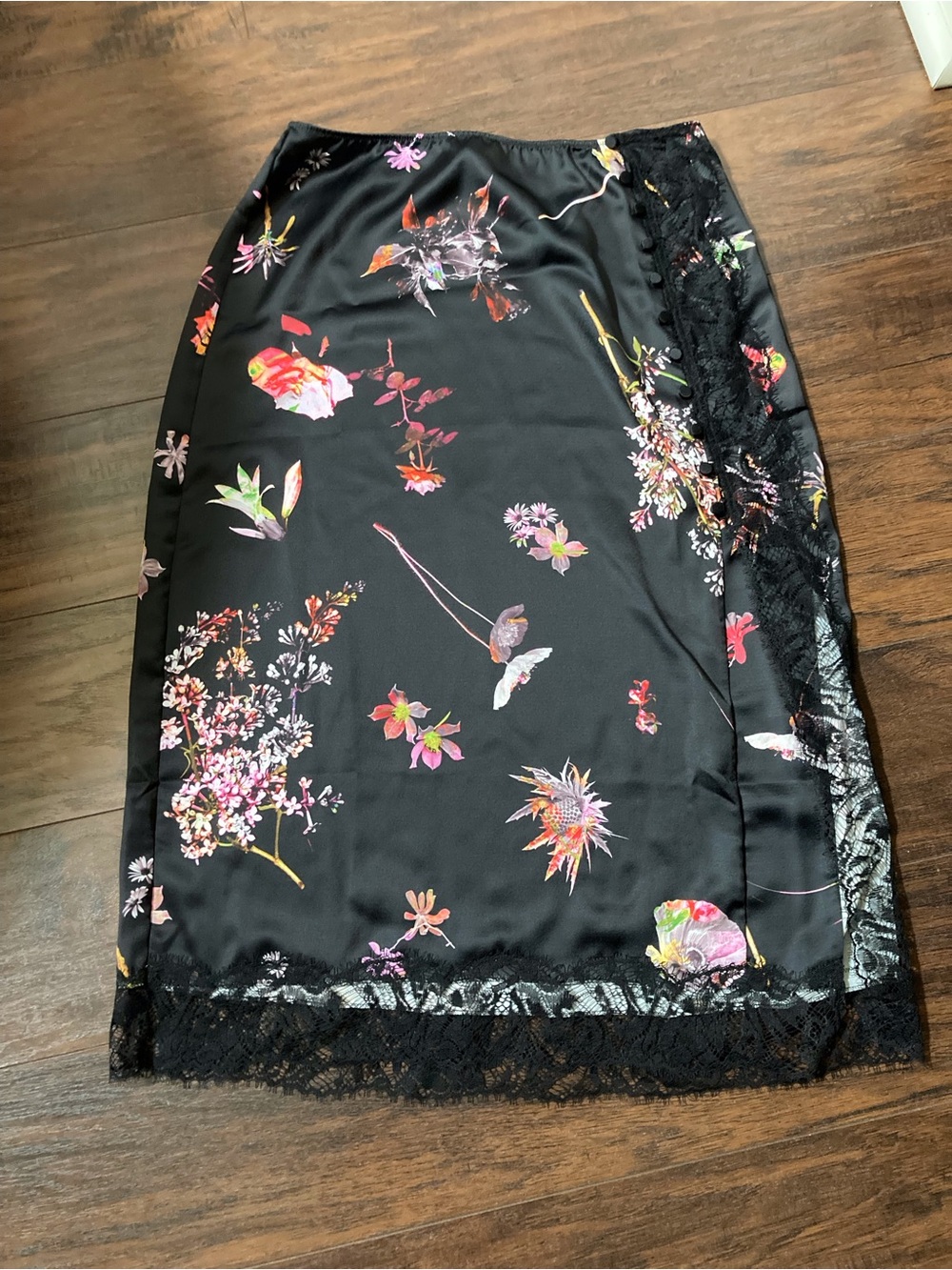 Victoria's Secret Black Floral Lace-Trim Skirt and Cami